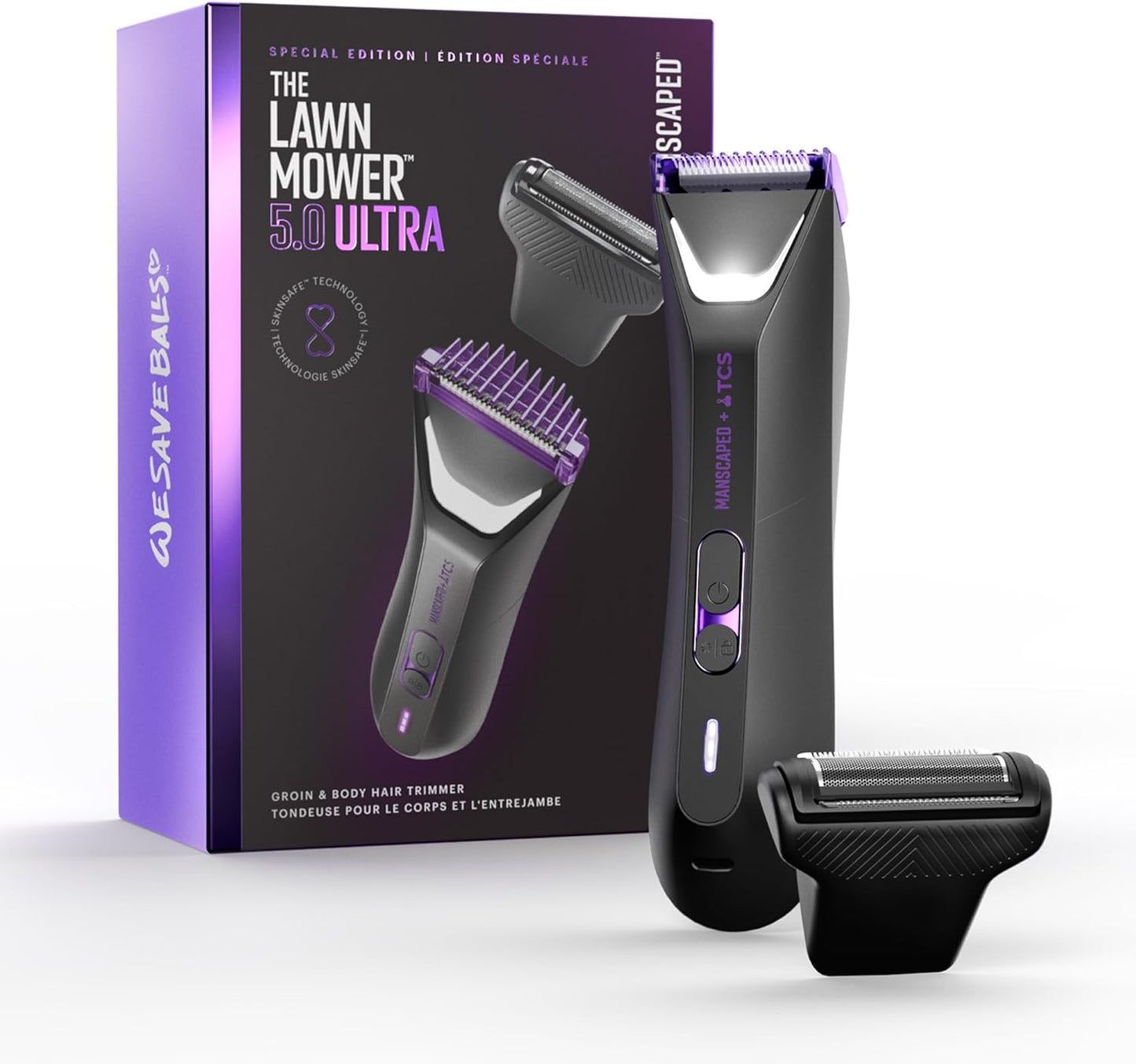 Lawn Mower 5.0 Ultra Groin & Body Hair Trimmer - Dual-Head SkinSafe® Design, Waterproof, USB-C Rechargeable, Black