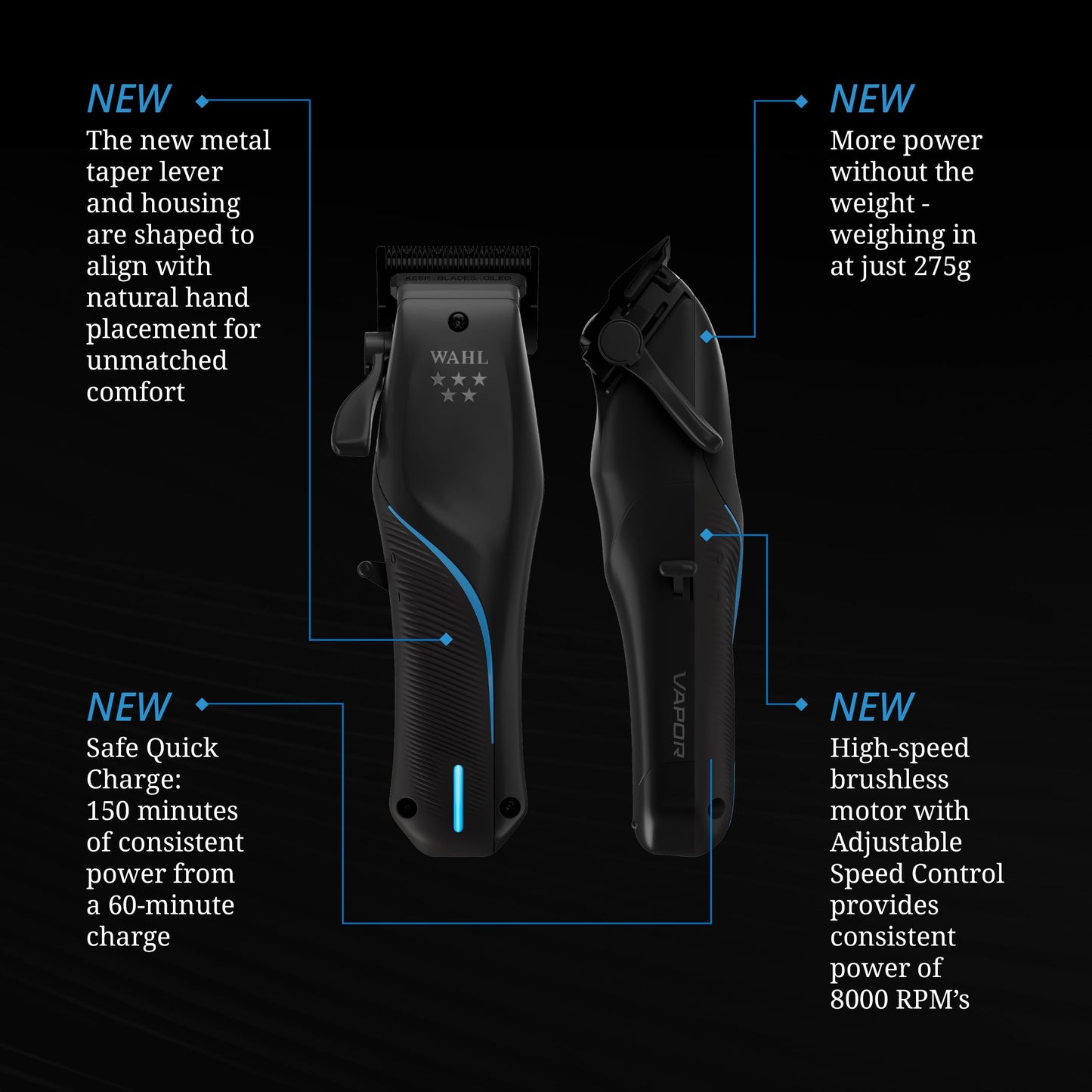 Wahl Professional 5-Star Vapor Clipper with F32 Fadeout Adjustable Balding Blade, Adaptable Speed Control, Cord/Cordless