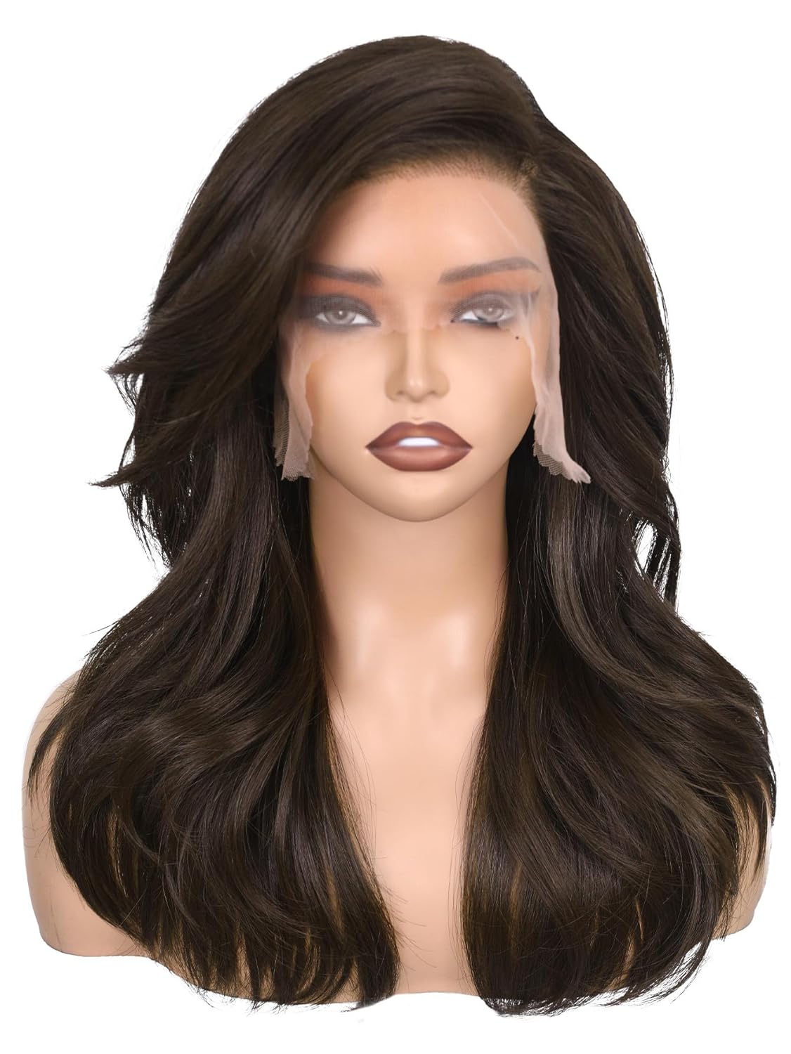 13x6 Synthetic Lace Front Wig - 18 Inch Blonde Layered Glueless Design | Pre-Plucked Hairline, Natural Density, Ombre Ash Blonde