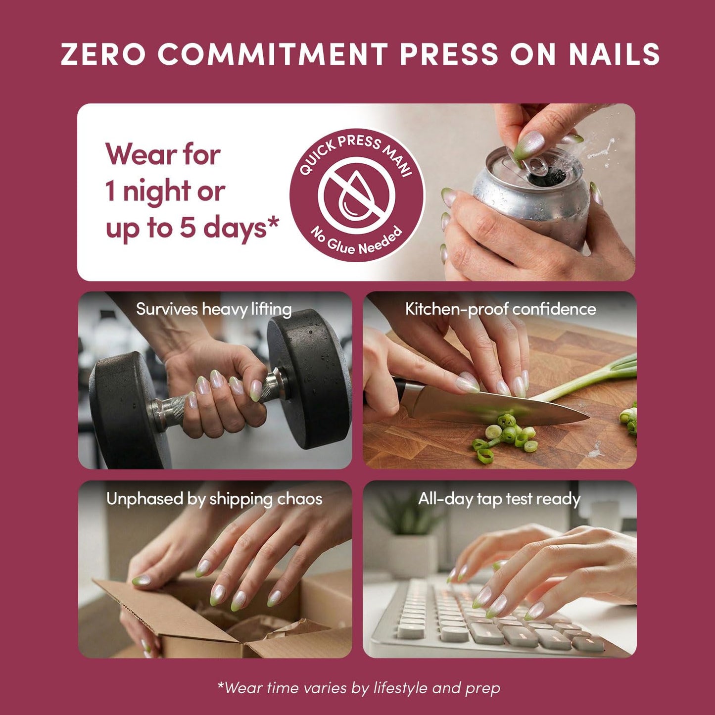 Glamnetic Quick Press Mani - Peel and Stick Almond Extra Short Nails | Mess-Free Salon Quality | 30 Nail Kit in 15 Sizes