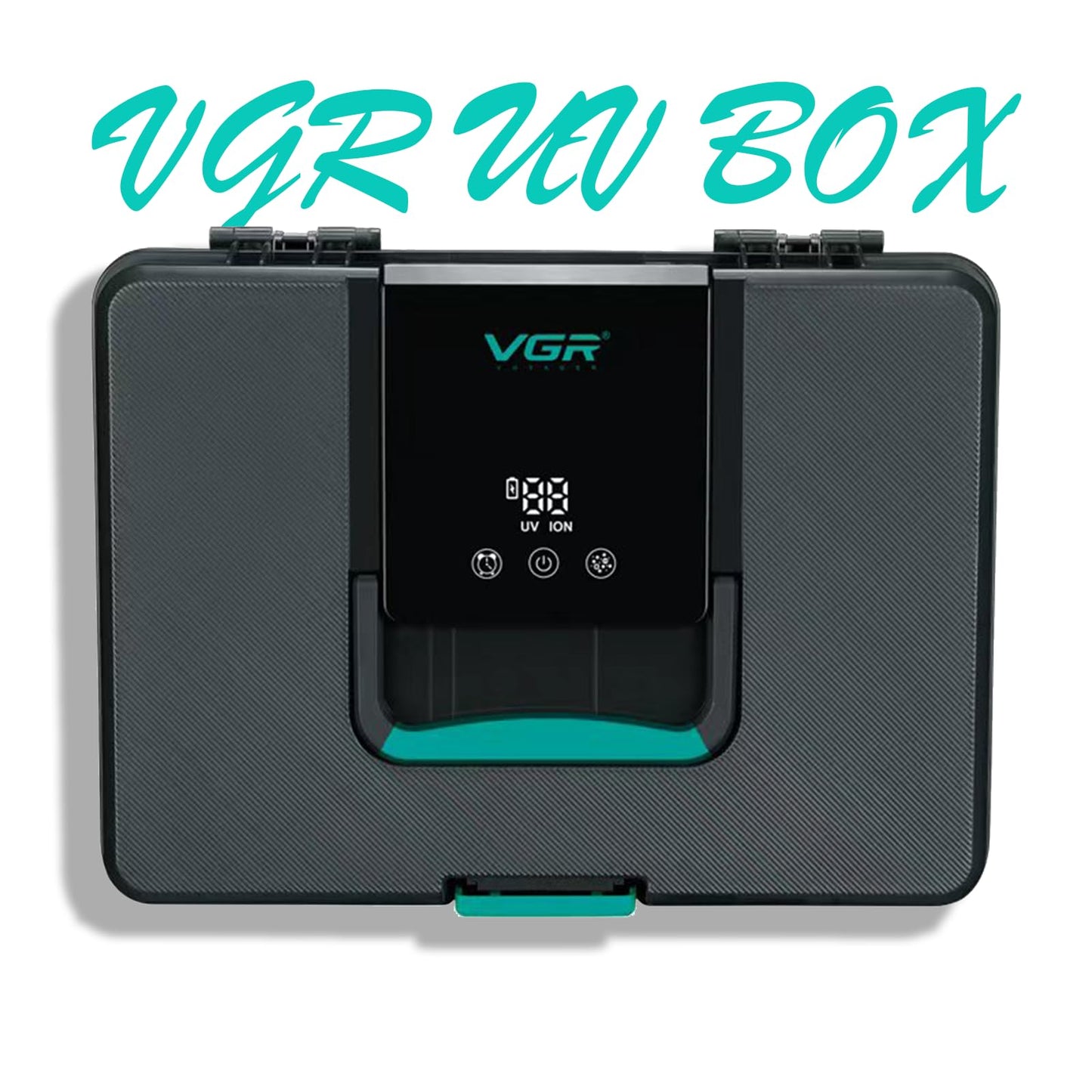 VGR 840 Barber Tool Storage Box with 365nm Light Technology, USB Powered Professional Organizer for Clippers, Trimmers, Guards & Barber Accessories, LED Display, Multi-Compartment Design