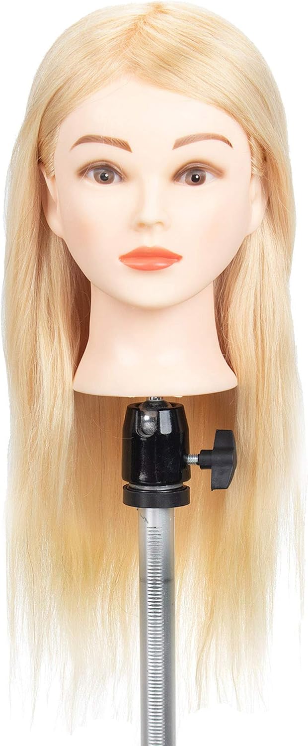Human Hair Mannequin Head - Blonde Training Practice Head for Styling & Cutting | 18” 613# Blonde