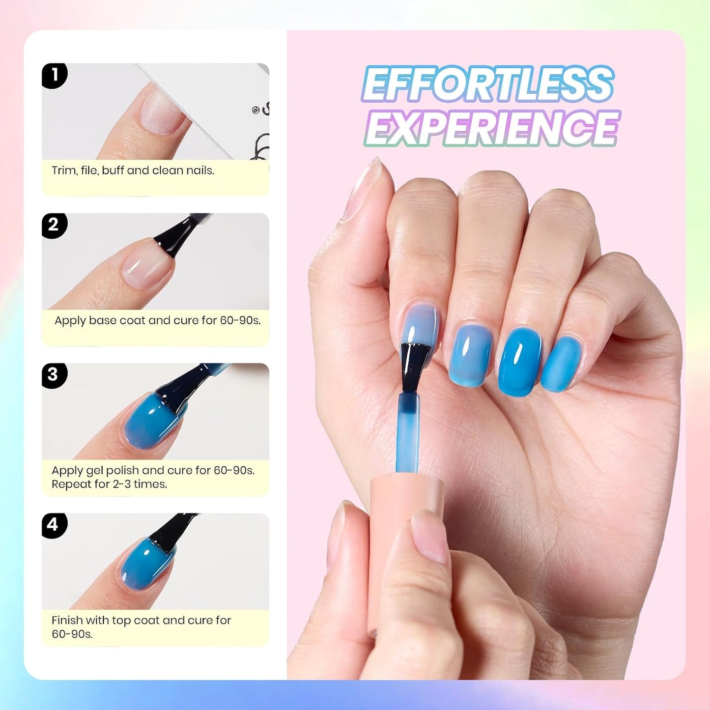 Neon Gel Nail Polish Set - 6 Vibrant Summer Colors | Sheer Translucent Effect for UV French Nail Art