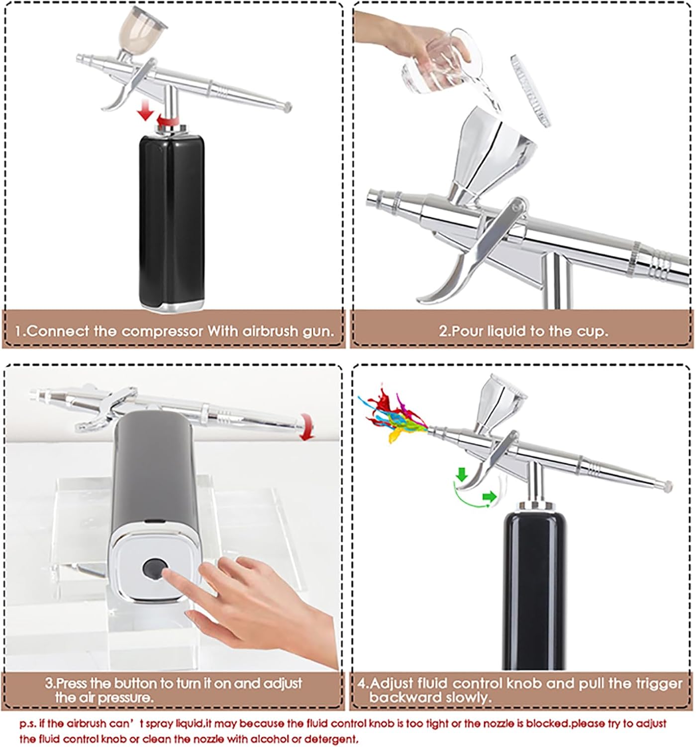 Portable Airbrush Kit - High Air Flow Cordless Compressor for Makeup, Nail Art, Tattoo | Mini Handheld Design
