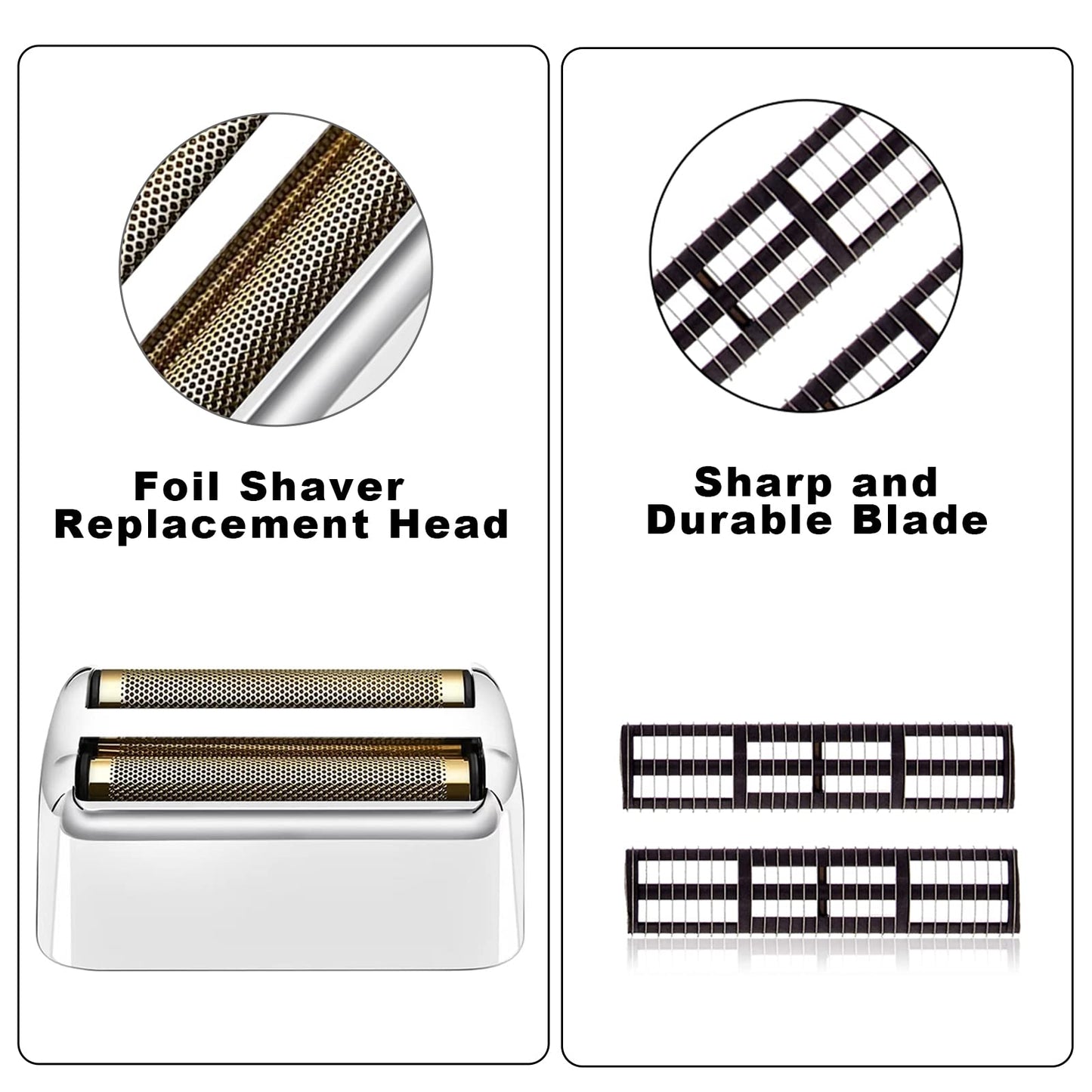 Replacment Foil and Cutter for Babyliss Pro MetalFX Double Foil Shavers Head，2 Count,Silver
