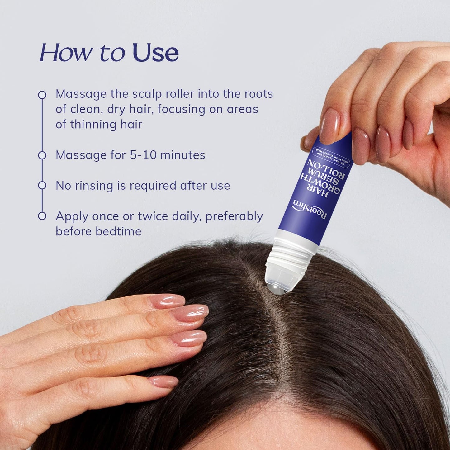 Hair Growth Serum Roll-On | Rosemary, Caffeine & Biotin Formula for Fuller-Looking Hair - 1.08 Fl Oz