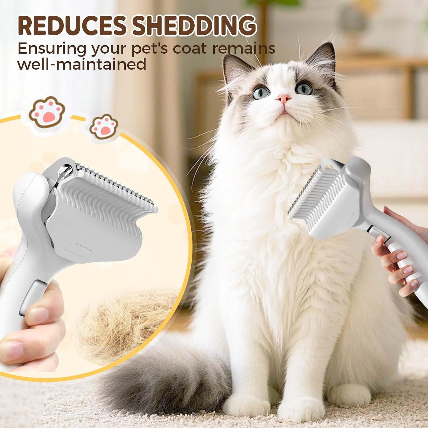 Dematting Comb for Dogs & Cats - Dual-Sided Grooming Brush for Long Hair | Removes Tangles & Loose Fur (Lemon Yellow)