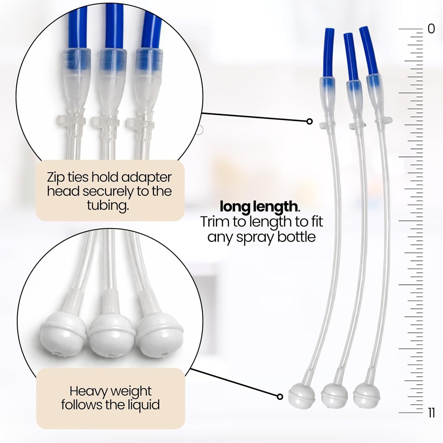 360 Spray Bottle Adapter - Universal Reusable Design for 360-Degree Spraying | Weighted Dip Tube (3-Pack)