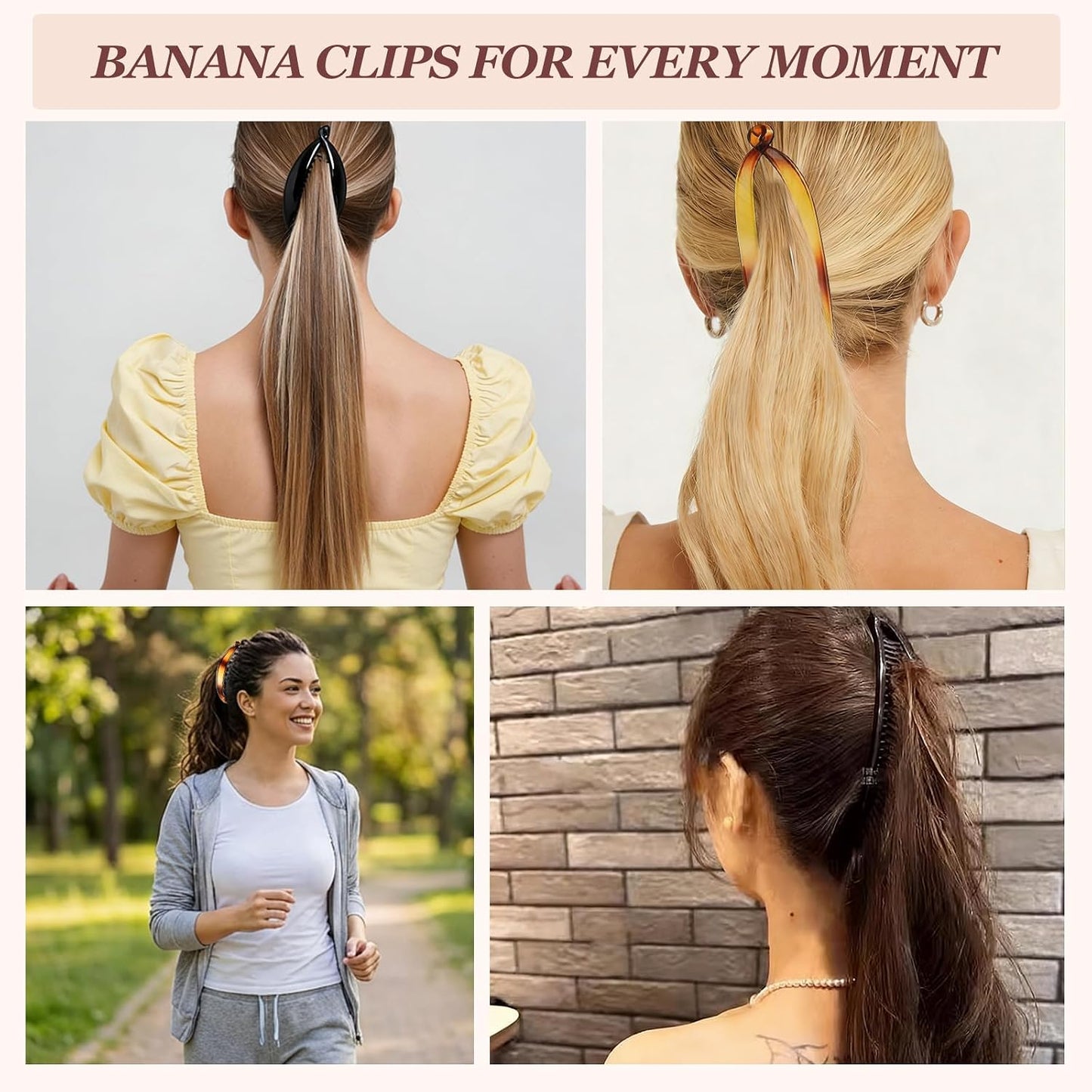 Banana Hair Clip Set - Vintage French Ponytail Holders for Thick & Curly Hair | 12-Piece Collection