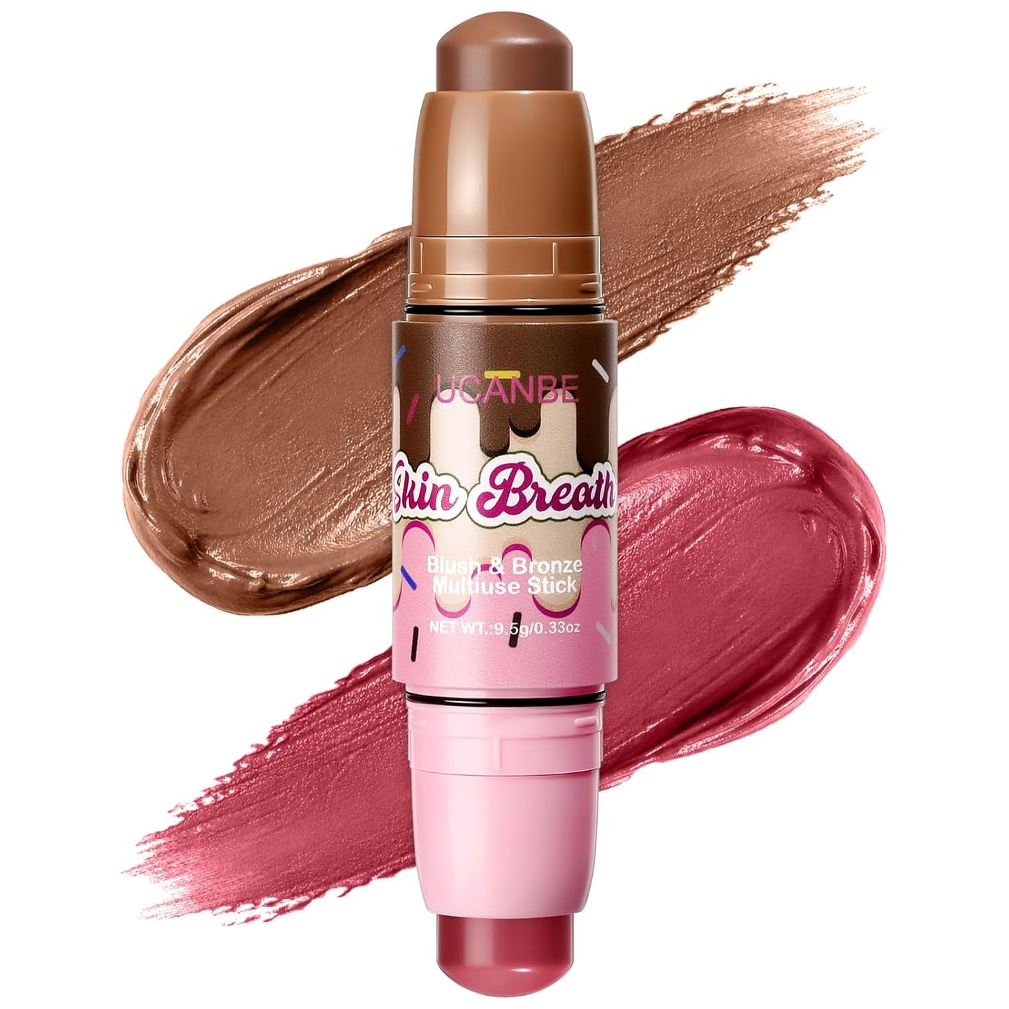 UCANBE Blush & Bronzer Stick - 2-in-1 Cream Makeup for Natural Glow | Travel-Friendly, 04 Blooming Rose