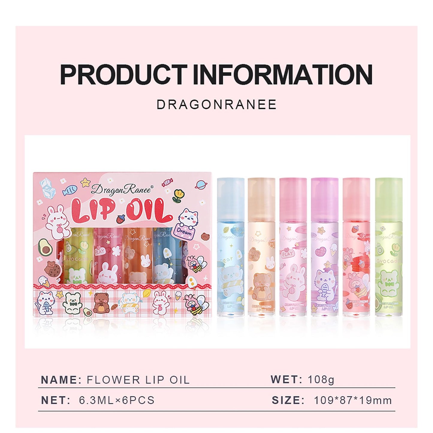 Lissymuse Nourishing Lip Oil Gloss Set, 6pcs Non-Sticky Moisturizing Smooth Glossy Finish Lip Glow Oil, Tinted Plumping Butter Lipgloss Long Lasting Lips Balm - Lips Care Stuff for Women Girls Teens