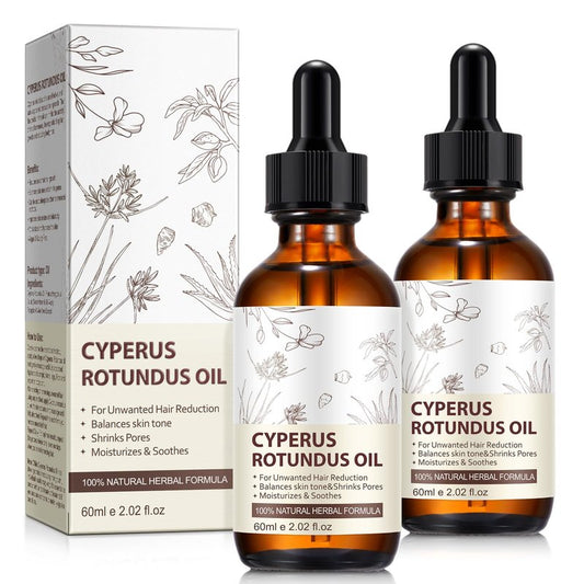 Rulviou 2 Pack Natural Cyperus Rotundus Oil for Hair Removal – Gentle & Effective Body Hair Growth Reducer, 4 fl.oz Bottles for All Skin Types, Non-Irritating Formula