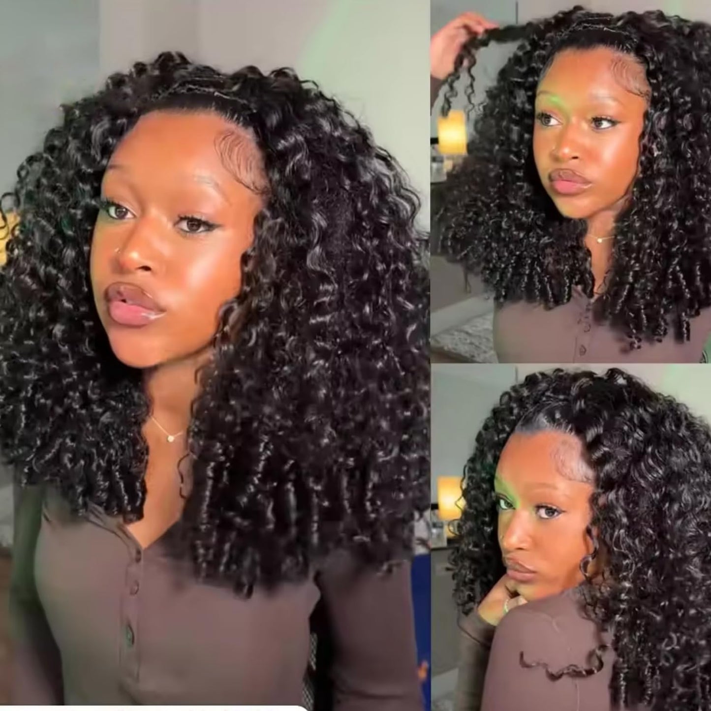 Burmese Curly Half Wig - 200 Density Human Hair | Beginner-Friendly 12 Inch Flip Over Design