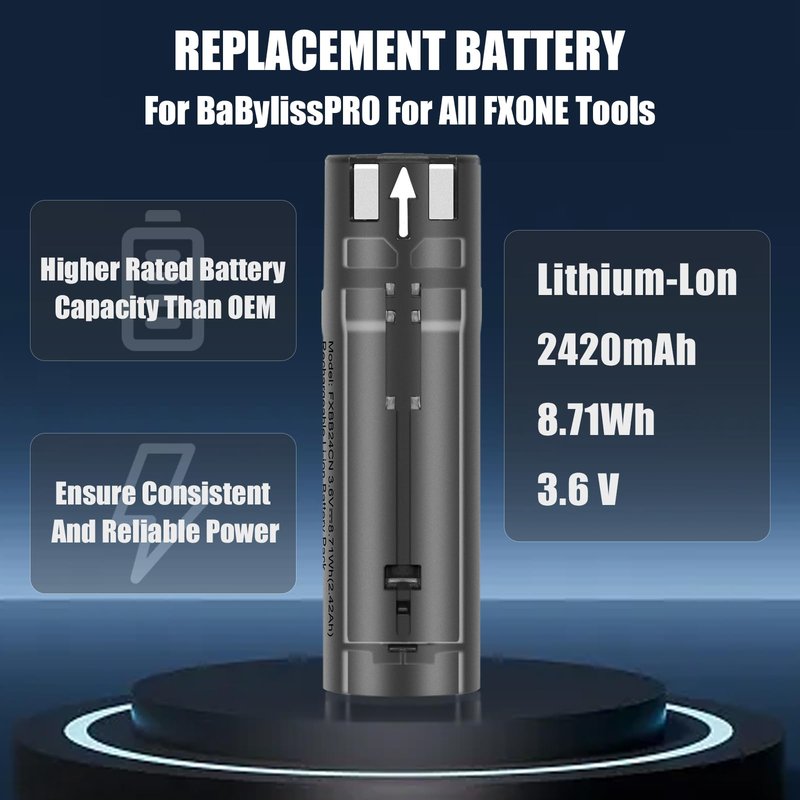CBQ FXBB24 Battery Replacement for BaBylissPRO FXONE Trimmers & Cordless Clippers with LED Indicator 4-Hour Runtime Universal Snap-in Li-ion Battery