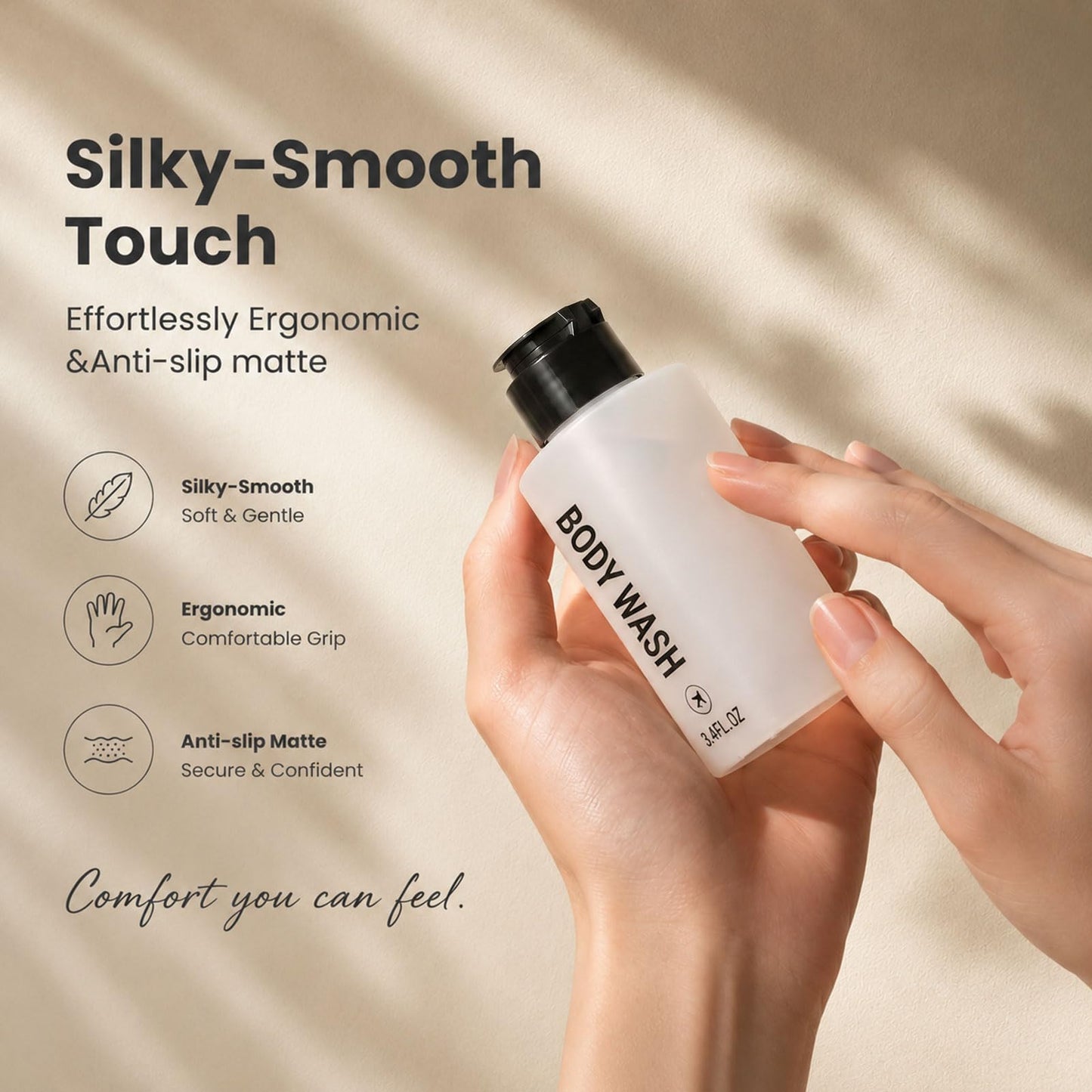 Decorniqu 14PCS 3.4oz Travel Bottles for Toiletries Pre-Printed Shampoo, Conditioner, Body Wash, Wide Mouth Containers TSA Approved 2oz Travel Spray Bottle Leak Proof Plastic Cream Jars(Black&White)