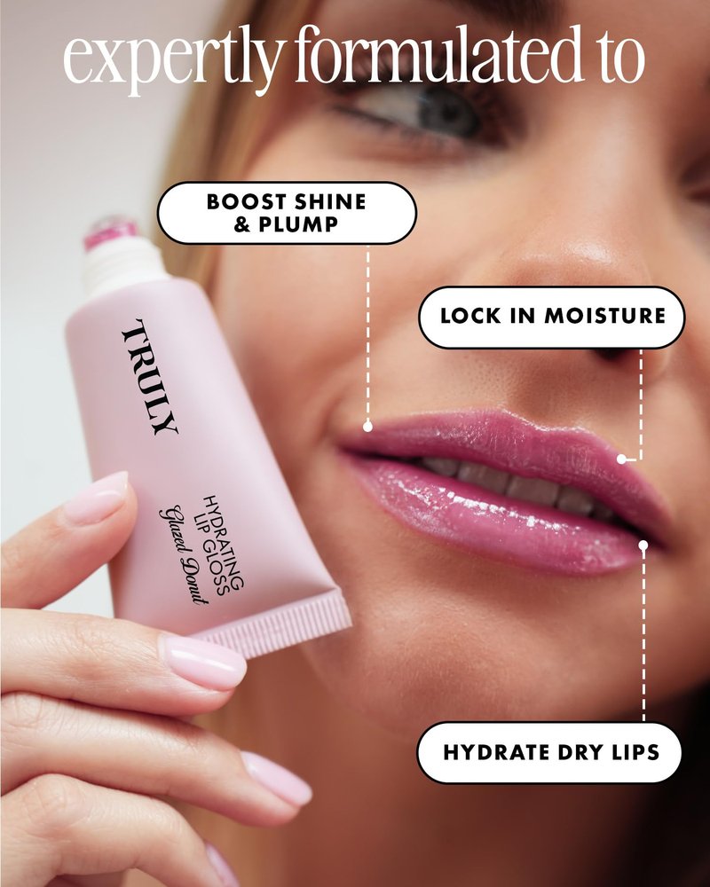 Truly Beauty Glazed Donut Hydrating Lip Gloss | High Shine & Tinted, Infused with Hyaluronic Acid, Jojoba Oil & Shea Butter