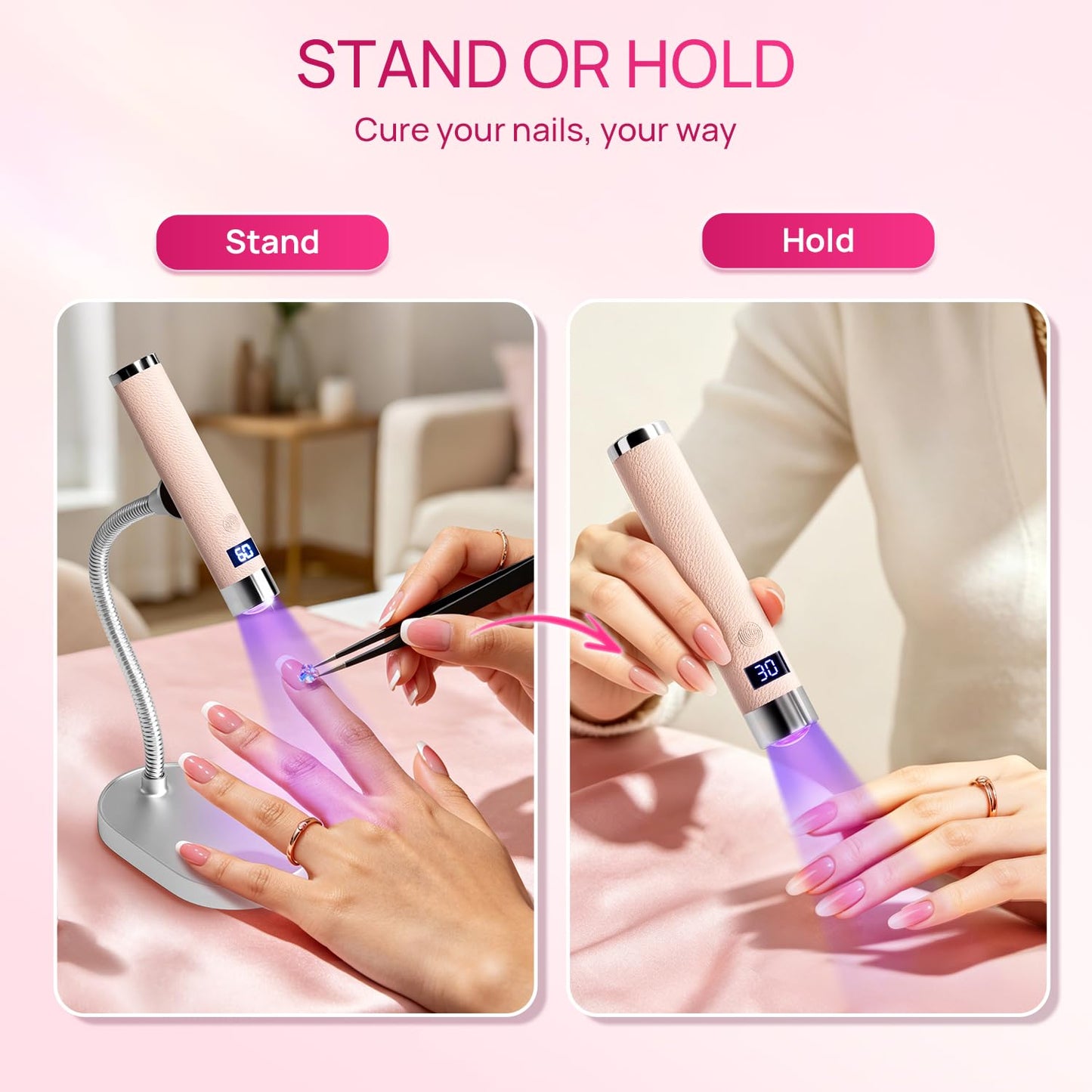 Krofaue Handheld UV Lamp with Auto-Sensor, Rechargeable Flash Cure