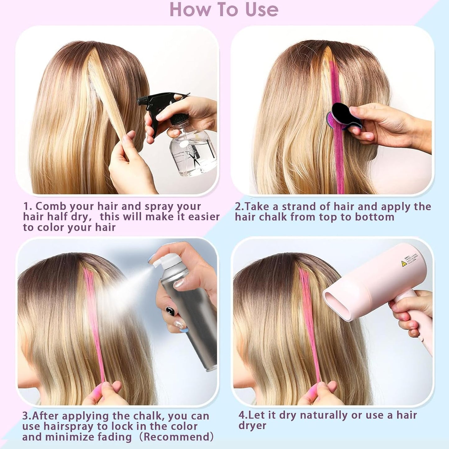 Washable Hair Chalk for Girls - 10PCS Temporary Hair Color Set | Fun Kids Makeup for Ages 6-10
