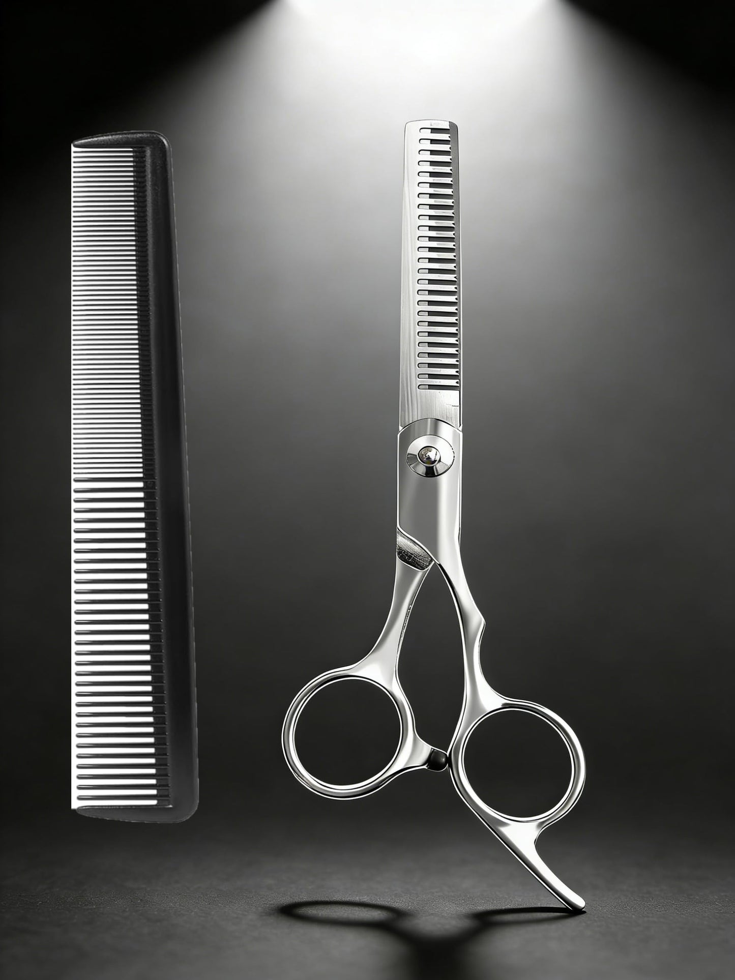 2-Pcs Hair Cutting Scissors Set, 6.5-inch Stainless Steel Hair Thinning Shears,and 1 Comb for Pet, Men, Women