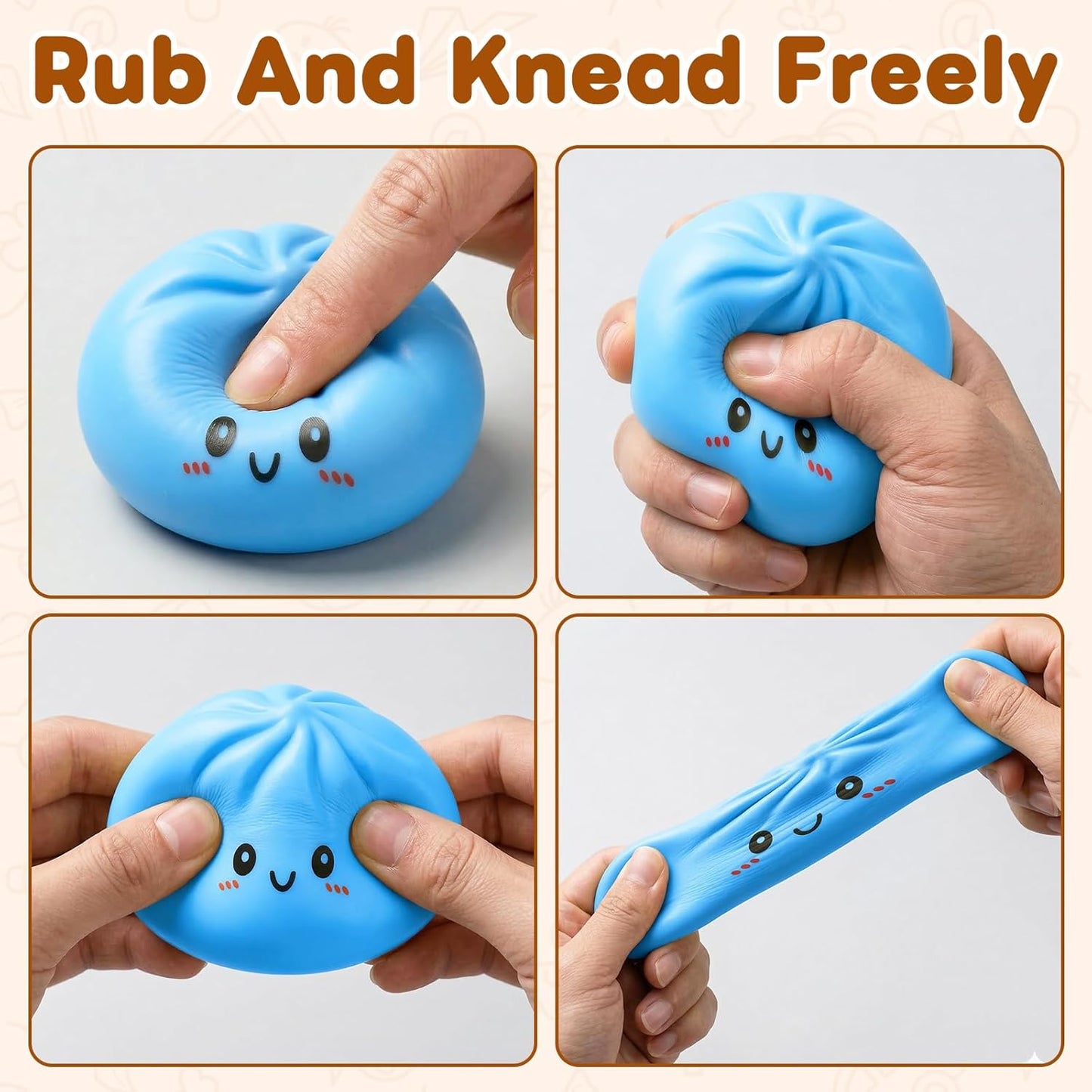 Squishy Dumpling Toy - Jumbo Mystery Fidget Stress Relief | Soft Decompression Dough for Kids & Adults - Blue