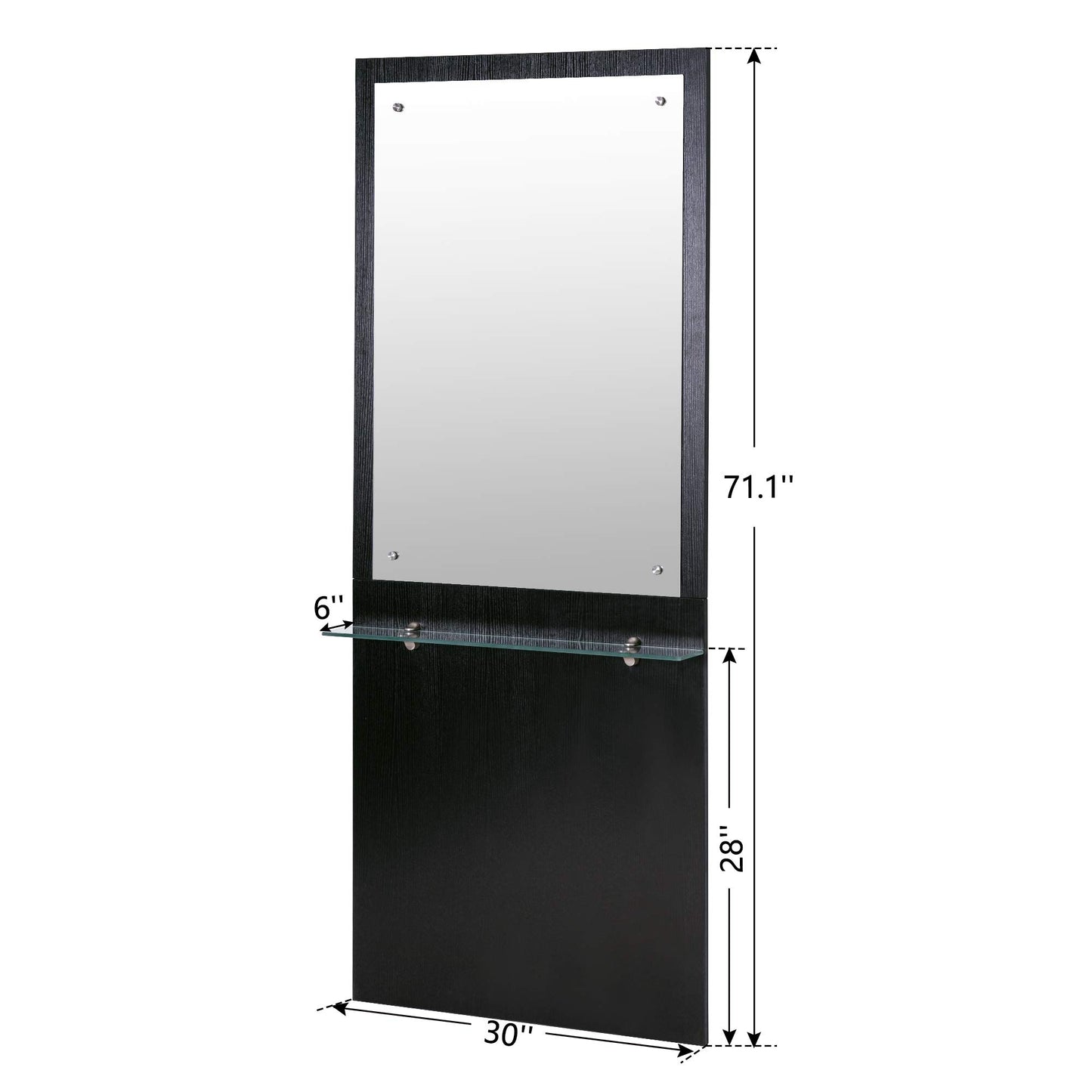 BarberPub Wall Mount Barber Station Makeup Mirrors Hair Styling Workstation Beauty Salon Spa Equipment 3016 (Black)