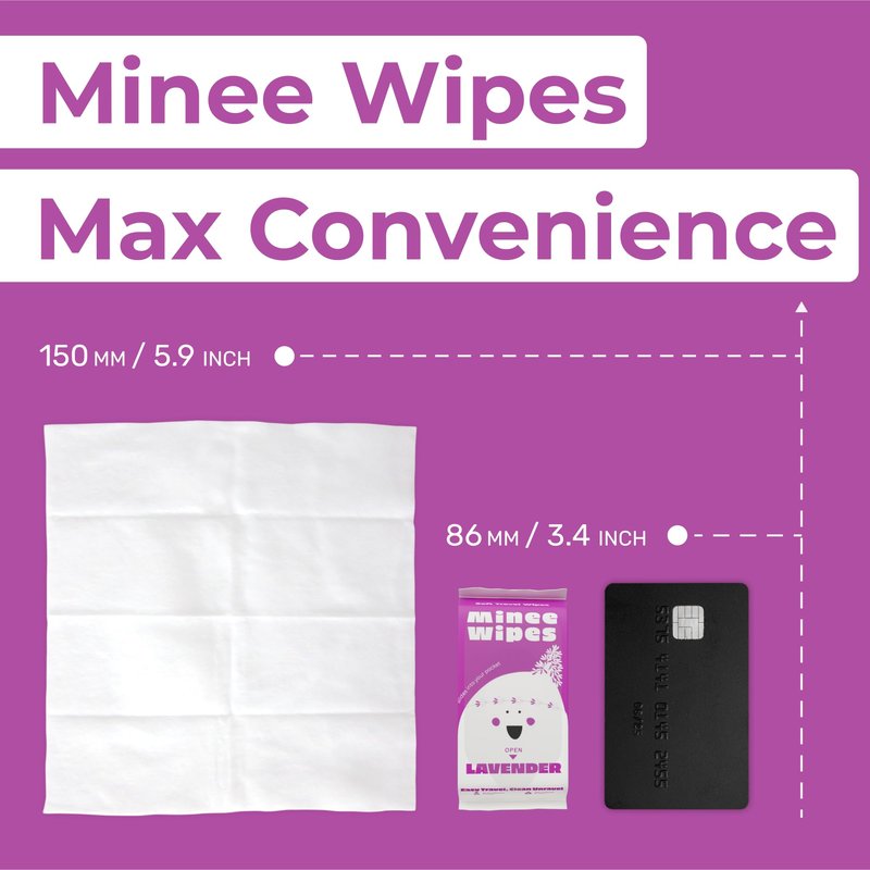 Impossibly Compact Travel Wipes - 99.5% Water - Safe for Sensitive Skin, Resealable, Thick & Durable - For Adults & Kids - Lavander, 10 Pack Total 60 Wipes