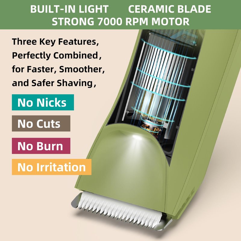 INVJOY Pubic Hair Trimmer for Men Women, Electric Body Shaver w/Light for Balls Groin, Bikini Trimmer No Nick, No Cut, No Razor Burn, Waterproof Personal Groomer for Private Area Grooming