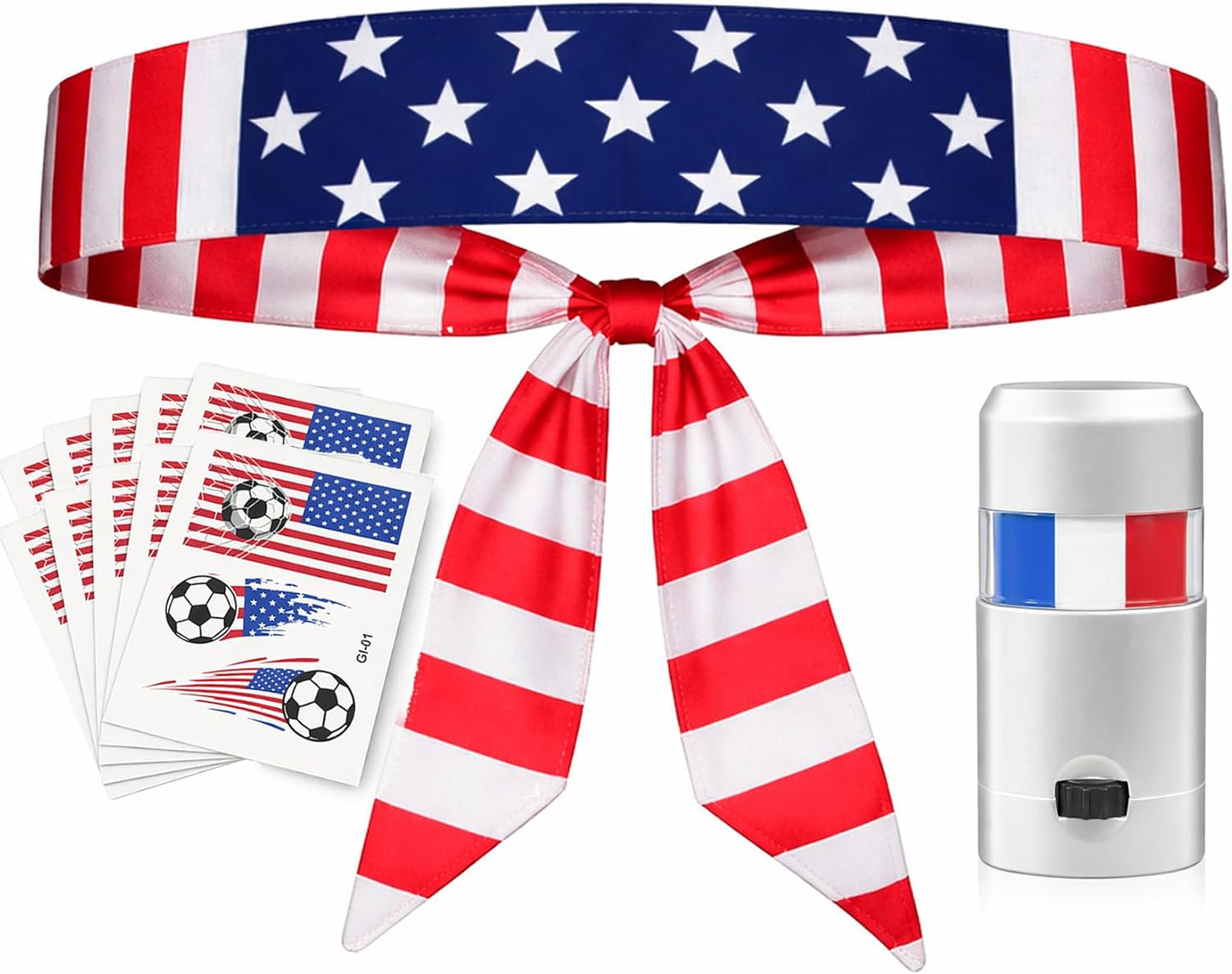 Soccer Fan Accessories Kit - Headband, Face Paint, 10 Temporary Tattoos & Game Day Essentials