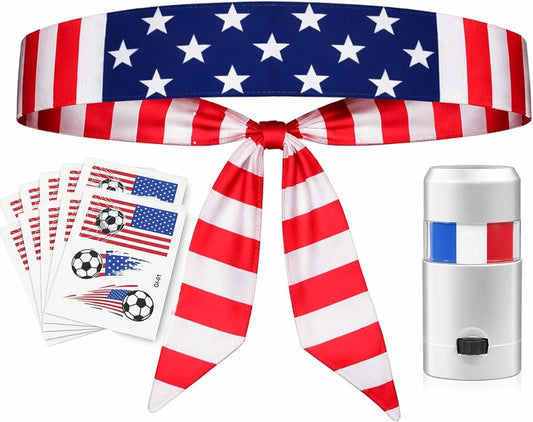 Soccer Fan Accessories Kit - Headband, Face Paint, 10 Temporary Tattoos & Game Day Essentials