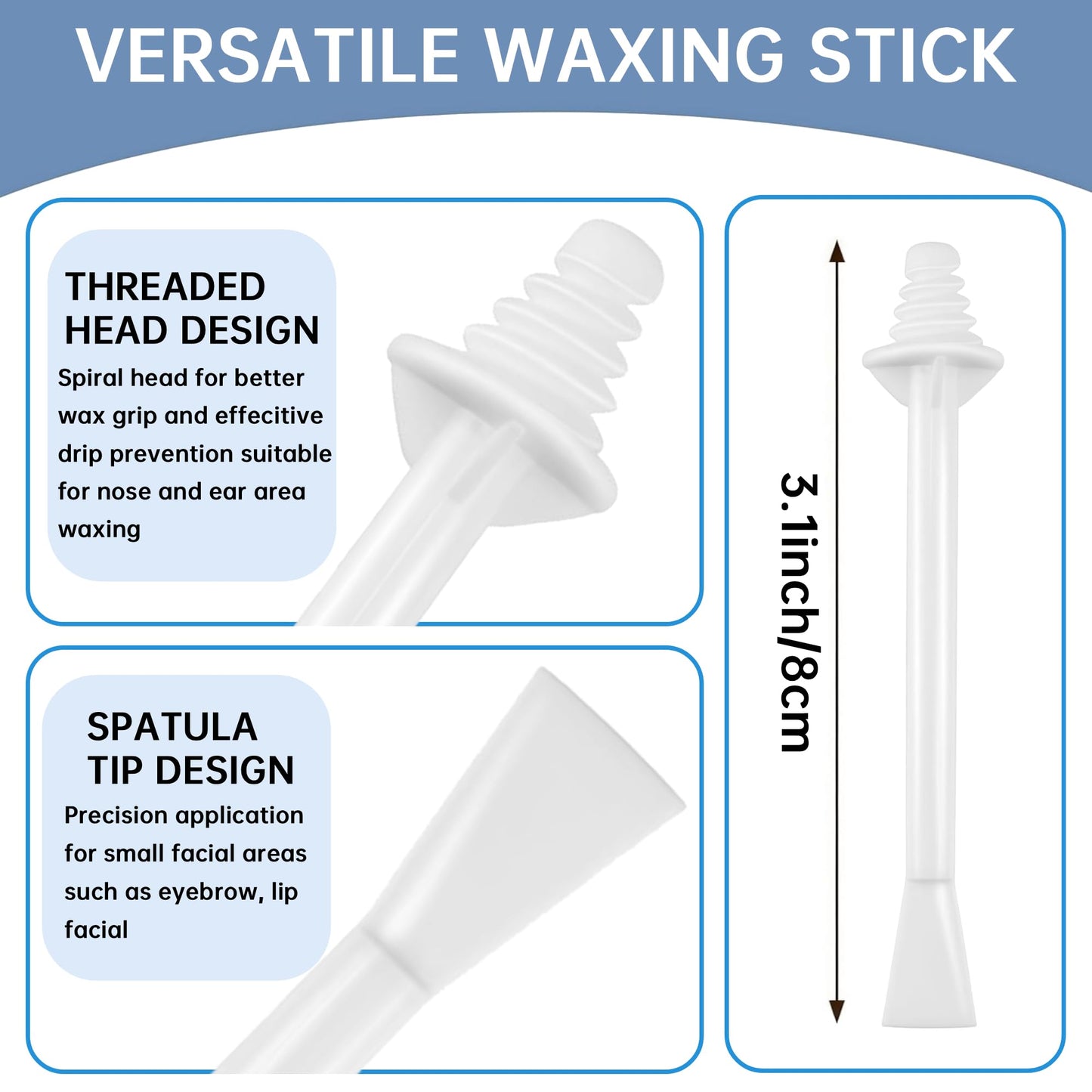 100pcs Nose Wax Applicator Sticks for Nose Waxing Kits, Disposable Waxing Sticks for Nose Hair Removal, Eyebrow & Ear Wax Applicators for Men & Women, Easy to Use Wax Sticks