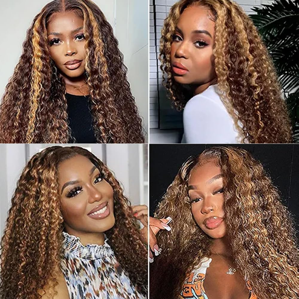 300g Blonde Human Hair Bundles p4/613 Water Wave Bundle 30 32 34 Inch Brazilian Virgin Hair 3 Bundles Brown Wet and Wavy Bundle