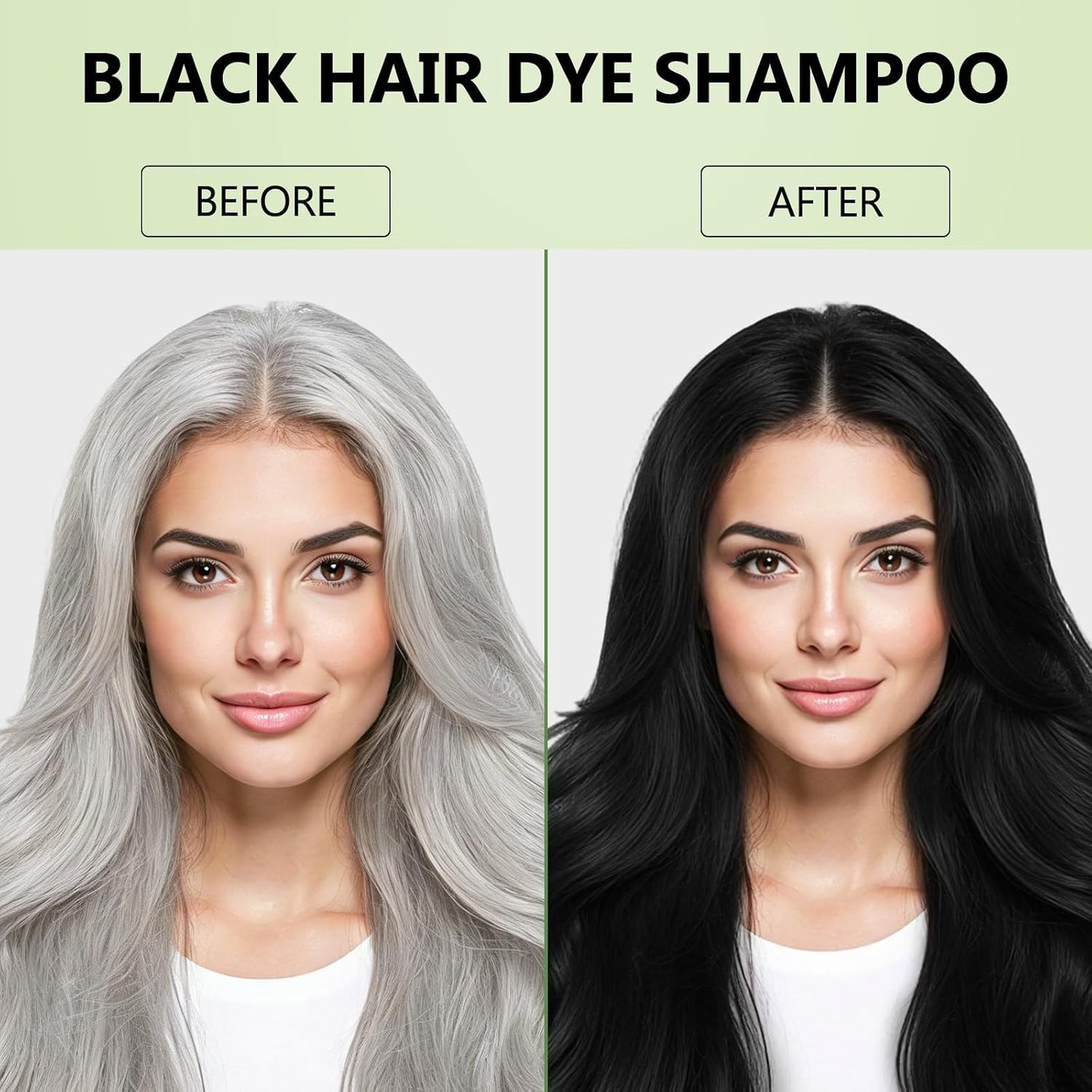 Black Hair Dye Shampoo - 3 In 1 Semi-Permanent Color for Gray Coverage | Ammonia & Paraben Free