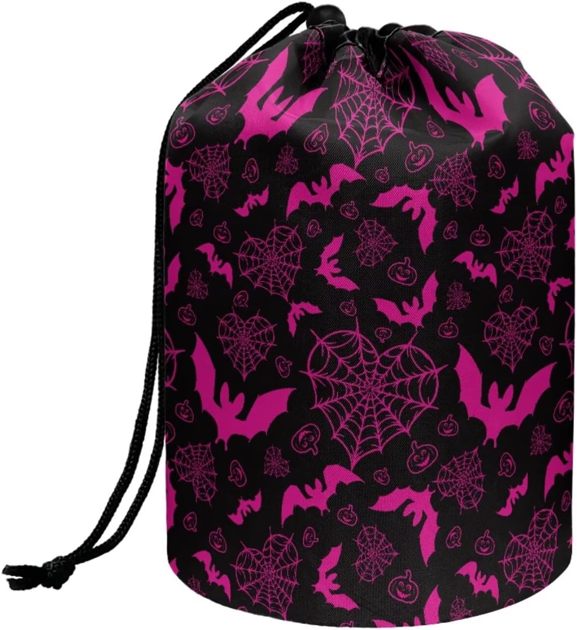 Peach Blossom Blue Cosmetic Bag for Women - Portable Drawstring Makeup Organizer | Collapsible Toiletry Storage