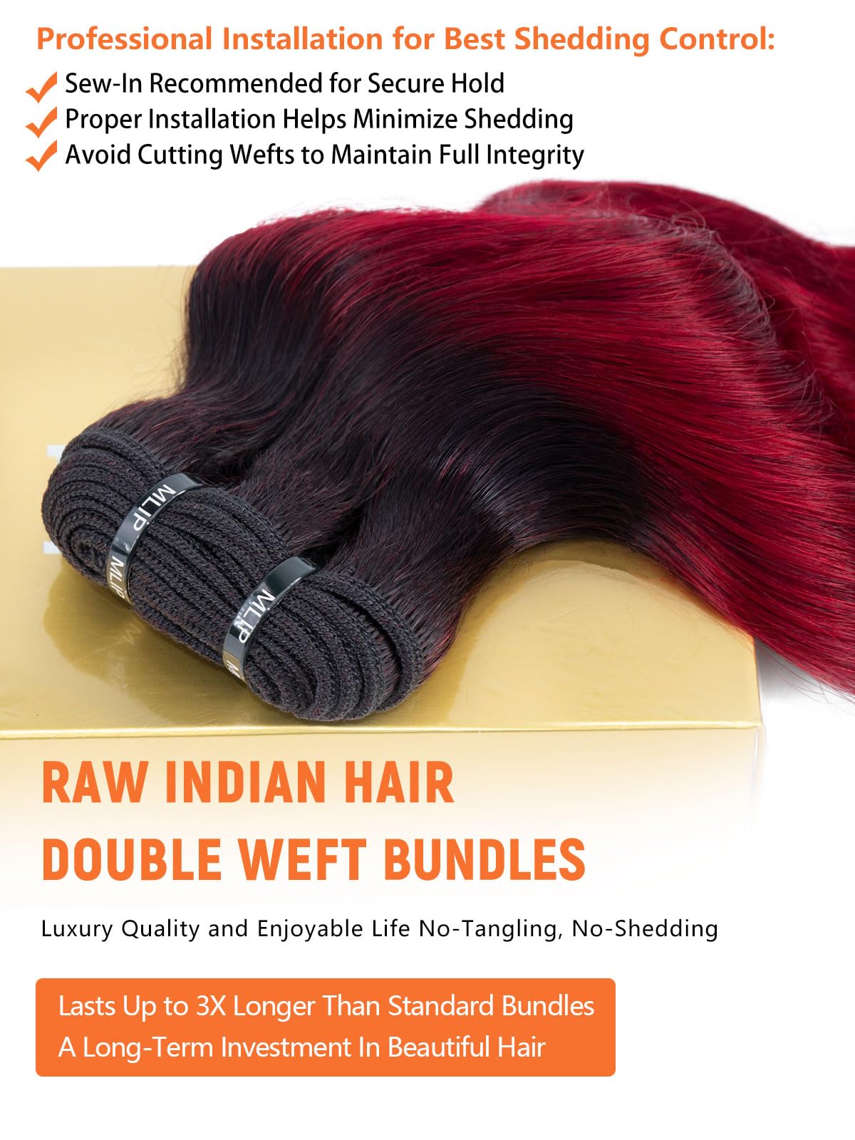 MLIP Body Wave Bundles Human Hair, 100% Raw Indian Hair, Full & Thick, No Tangle No Shedding, Silky Soft After Multiple Washes, Lasts 3X Longer, 1B99J Color, Single Bundle 24 Inch
