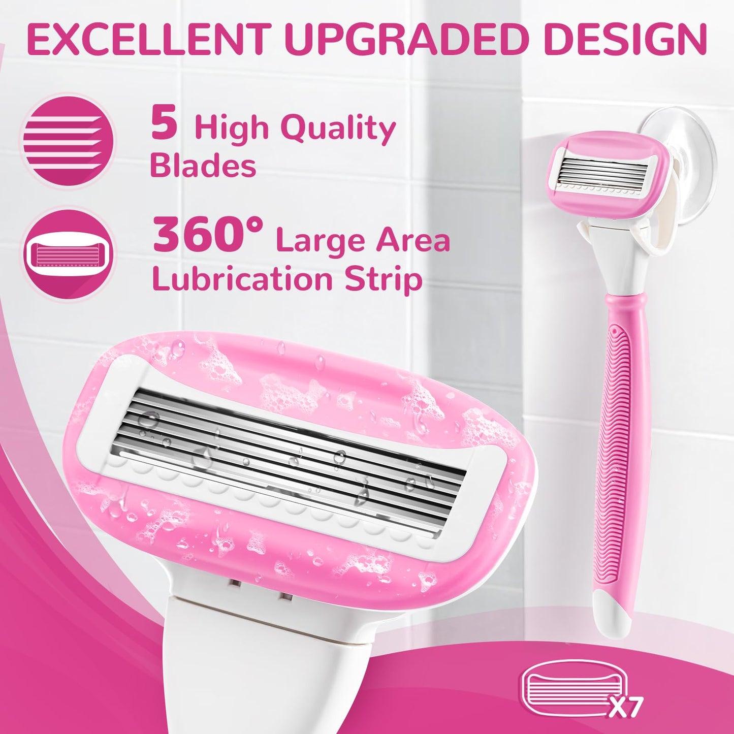 Women‘s Razor with 360° Lubrication Reduces Irritation, Blue