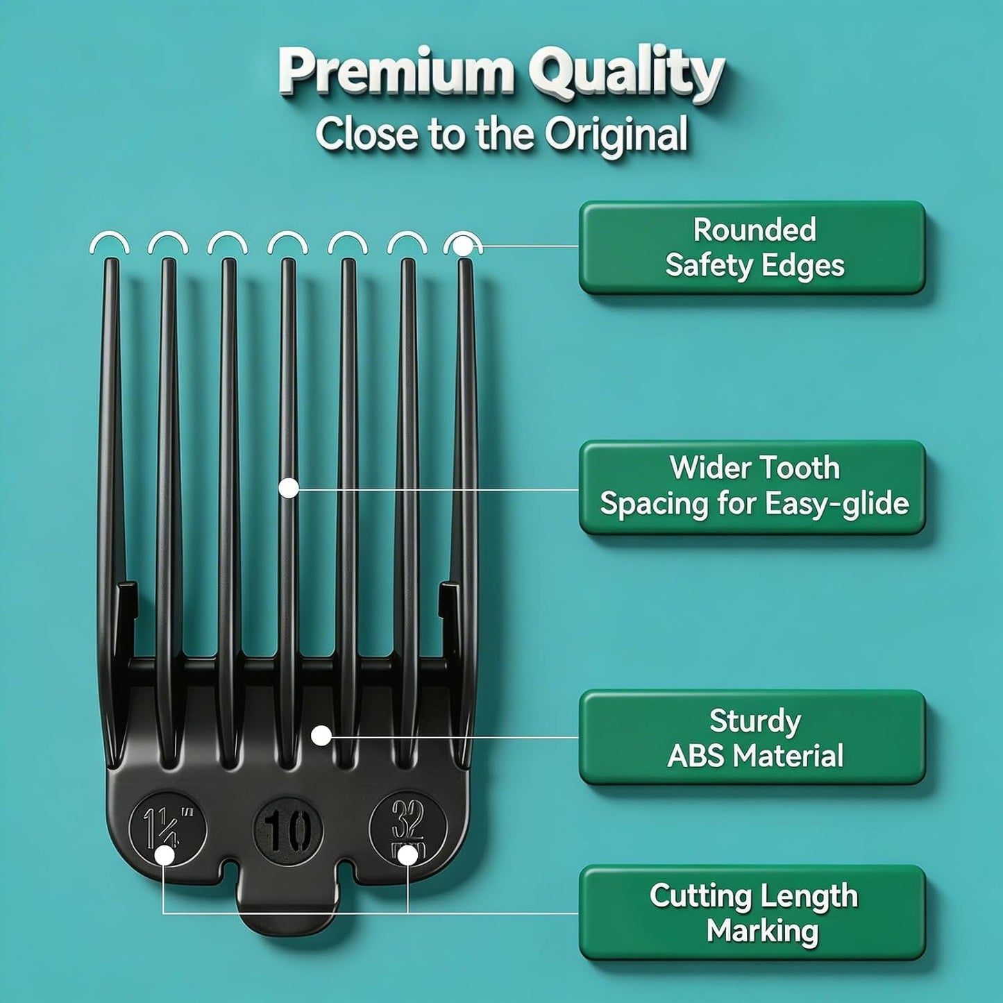 Clipper Guards Set - 10 & 12 Compatible with Wahl Clippers | Extra Long Replacement Combs - 1.25" & 1.5" Black