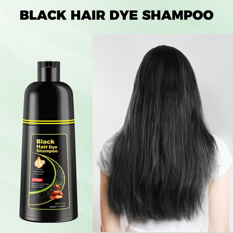 Black Hair Dye Shampoo - 3-in-1 Hair Color Treatment for Gray Coverage | 16.9 fl. oz - Unisex