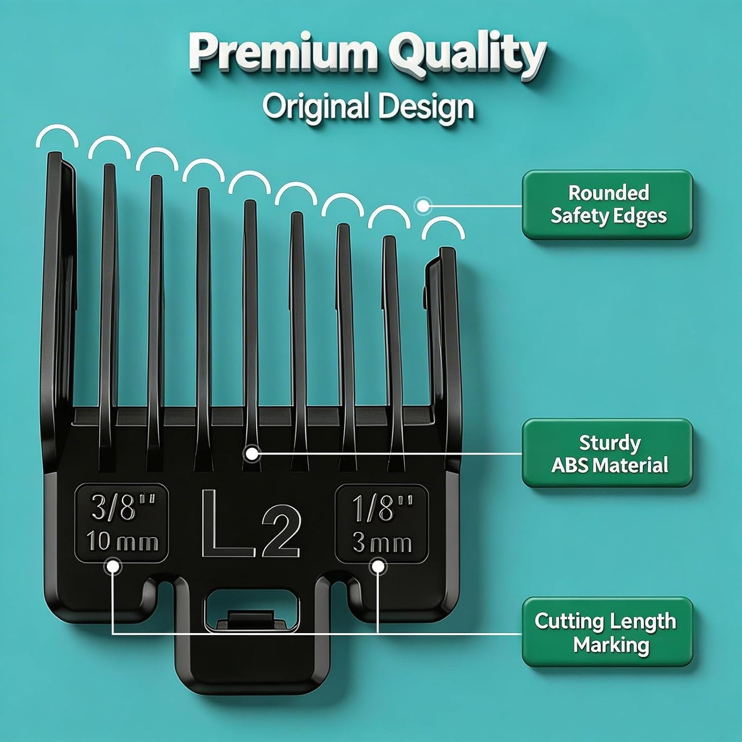 Fade Guide Set for Wahl Clippers - Taper Guards Replacement, 4 Black Sets