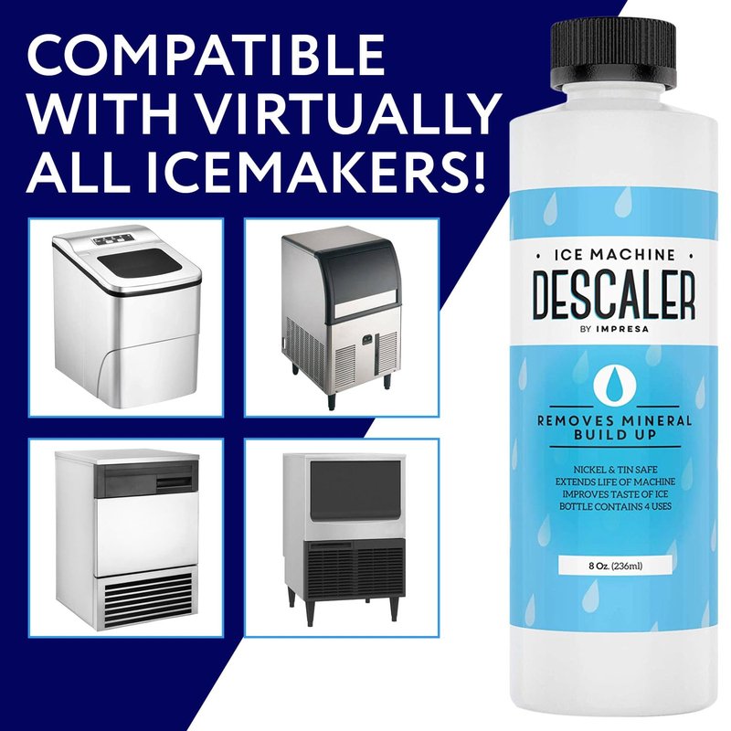 IMPRESA Ice Machine Cleaner Descaler - 8 Fl Oz - Pack of 2-8 Total Uses - Nickel-Safe Ice Machine Cleaning Solution - Compatible with Scotsman, Manitowoc & Opal models