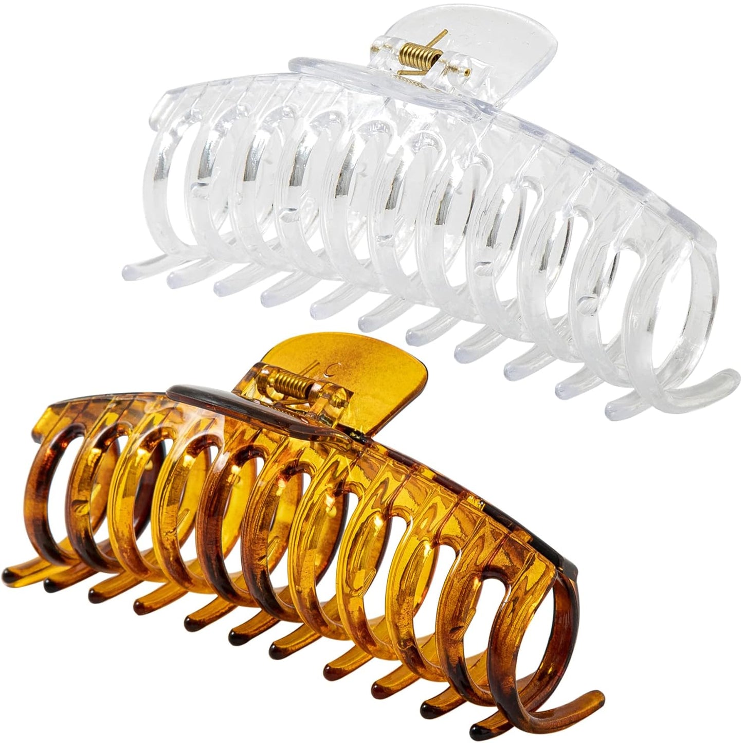 Jumbo Hair Clips for Thick Hair - Long Butterfly Accessories | 5.5 Inch, 2 Pack (Black & Clear)