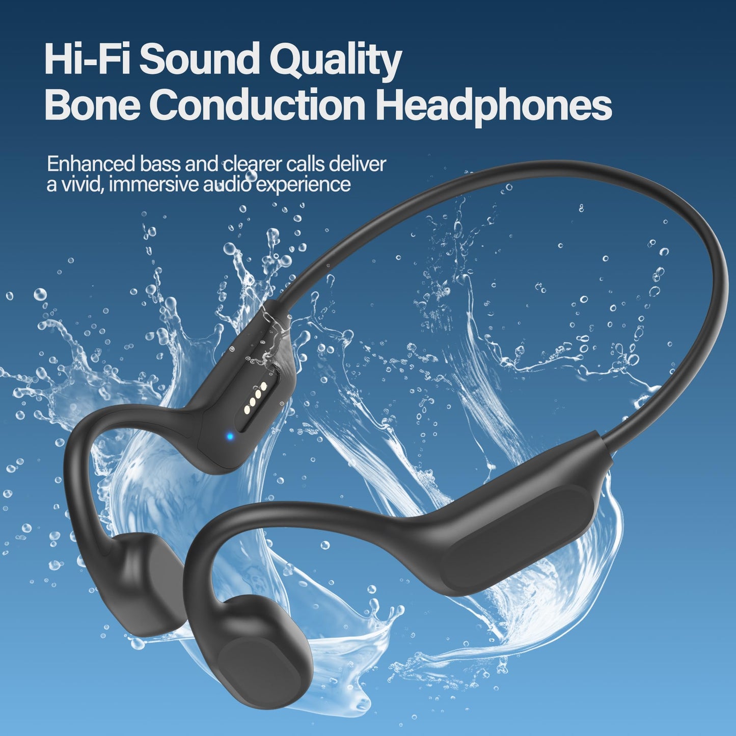Vonlaxi Bone Conduction Headphones IPX8 Waterproof Swimming Headphones Open Ear with MP3 Mode 32GB Memory Up to 8 Hours Playtime Bluetooth 6.0 Earbuds with Secure Fit for Running, Fitness and Cycling
