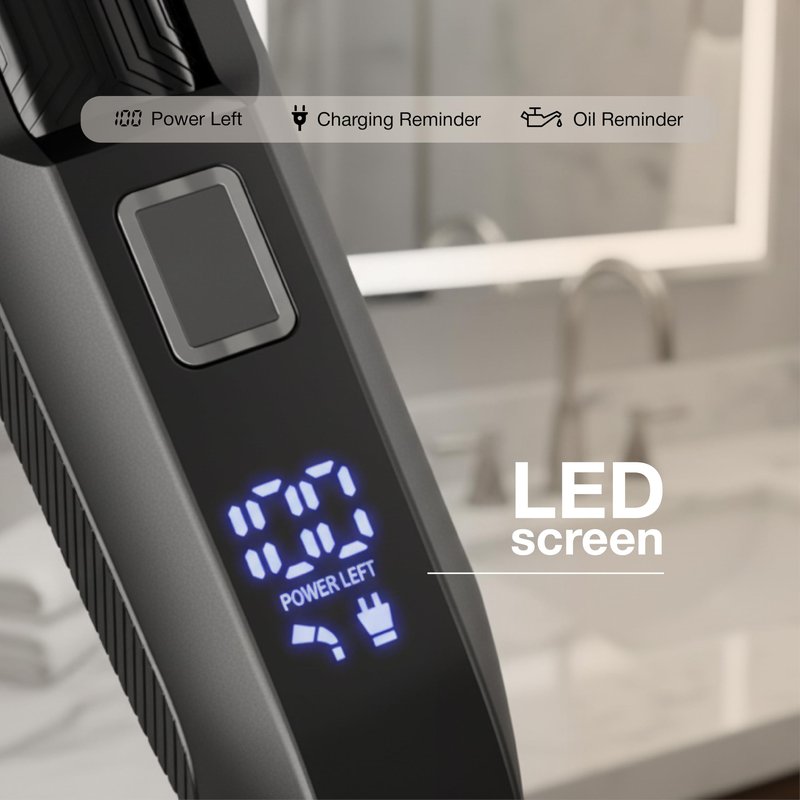 Oty Beard Trimmer for Men Adjustable - Waterproof Cordless Hair Clippers with 20-Length Dial, Stainless Steel Blades, LED Display & Travel Lock - Rechargeable Grooming Kit – Ideal Gift for Men