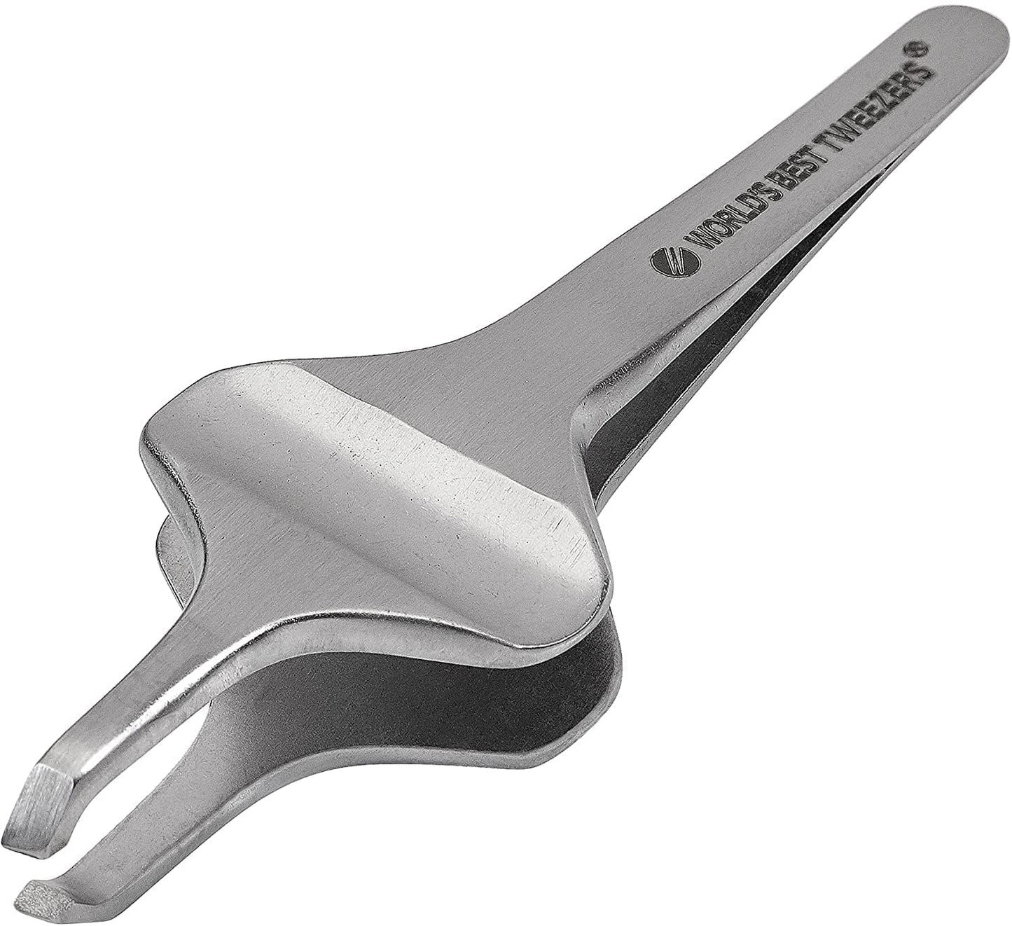 Diamond Butterfly Tweezers - Precision Slant Tip Eyebrow & Facial Hair Removal Tool | Wide Grip Silver Stainless Steel