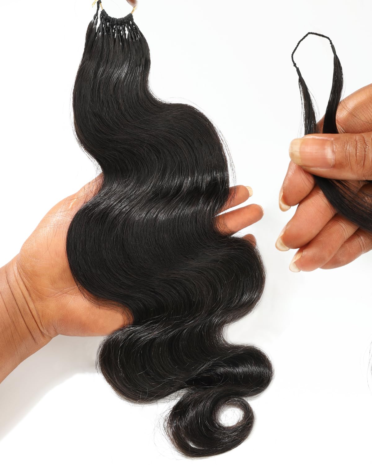 BEEOS Body Wave Crochet Human Hair 18 Inch, Pre-Separated Knotless Feather Crochet Hair for Black Women, Reusable Invisible String Natural Black 40g