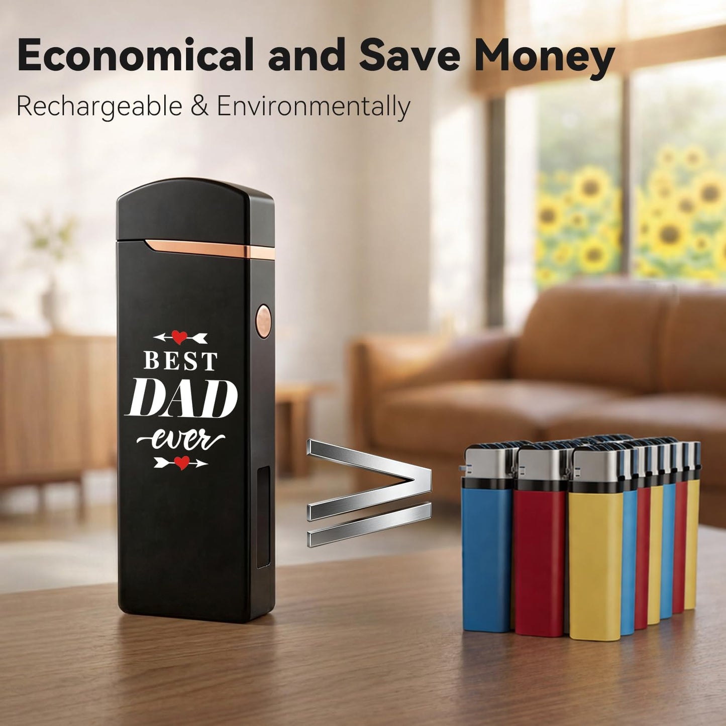 Coquimbo Fathers Day Dad Gifts from Daughter Son Wife: Electric Lighter Dad Mens Birthday Gifts, Rechargeable Windproof Flameless Dual Arc Plasma Lighters