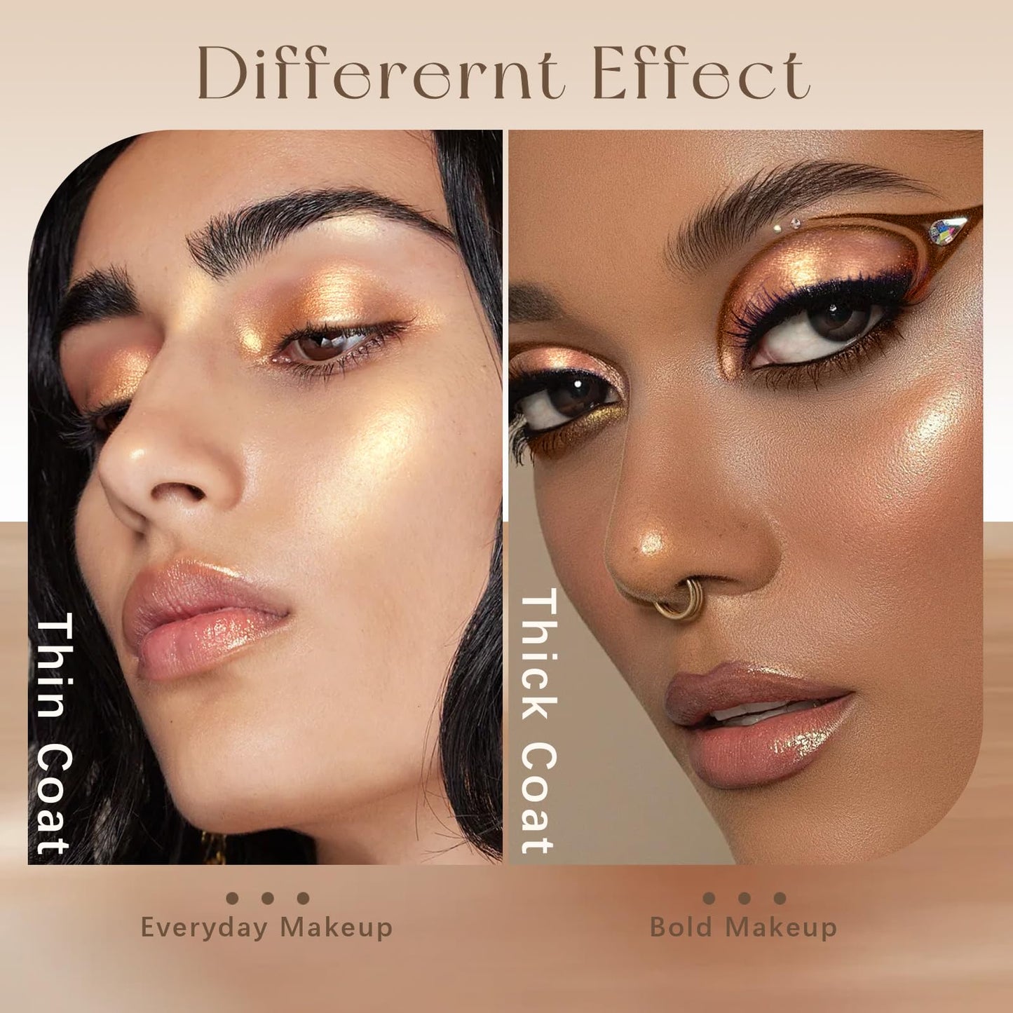 Noerrors Amber Brown Gold Cream Shimmer Eyeshadow Palette, Duochrome Natural Fresh Satin Glossy Finish, Wet Mashed-Potato Bouncy Texture, Pigmented Sparkle Neutral Metallic Glitter Eye Shadow Makeup