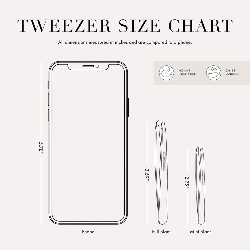 Tweezerman Mini Slant and Point Tip Tweezer - Tweezers Set for Eyebrows, Travel Tweezers for Eyebrows, Facial Hair, (Pack of 2)