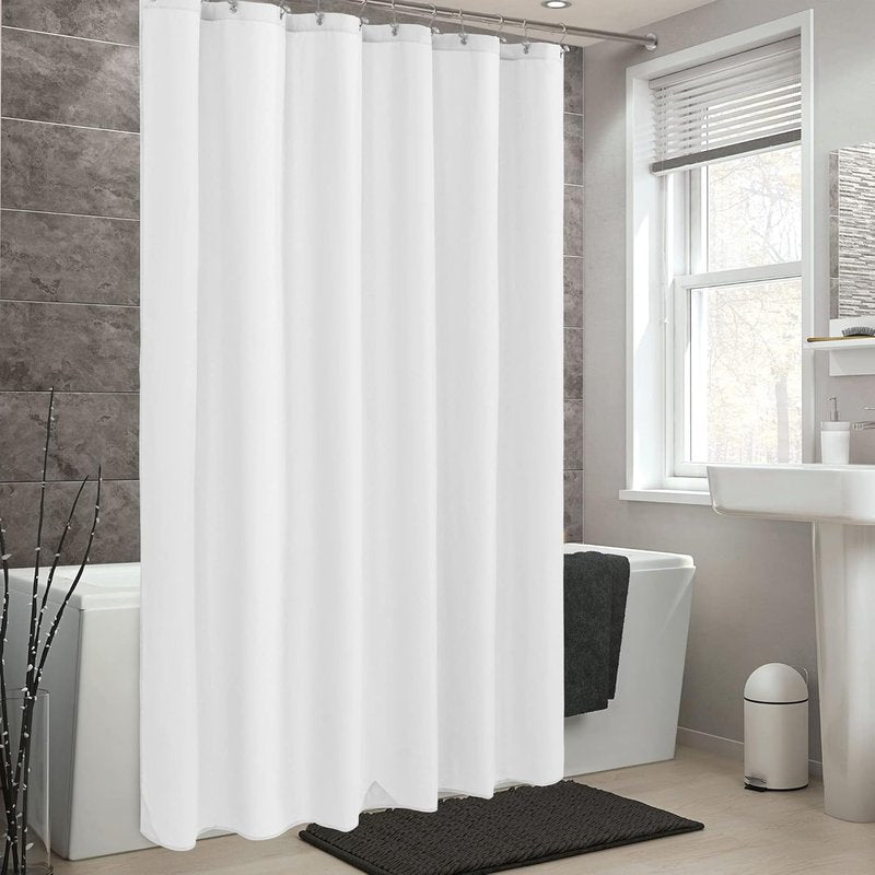 Waterproof Fabric Shower Curtain Liner - Soft Hotel Quality, Lightweight & Machine Washable | Standard Size 72x72, White