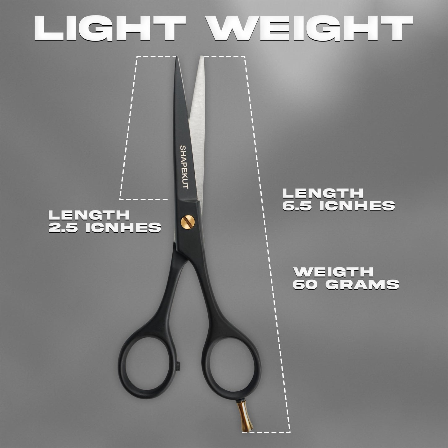 Hair Cutting Scissors 6.5 Inch, Professional Hair Shears, Haircut Scissors for Barber Salon – High Carbon Stainless Steel Blades - Ergonomic for Men, Women & All Ages (Black, 6.5 inches)