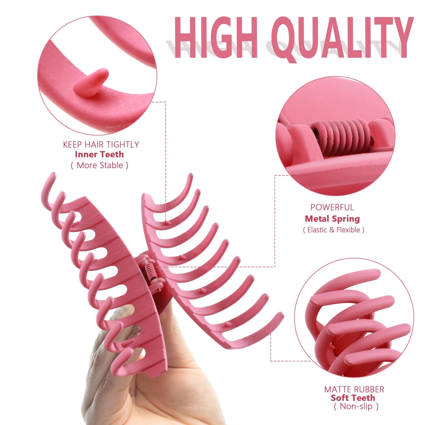 Beauty.H.C 8Pcs Large Hair Claw Clips for Women, 4.3 Inch Big Matte Hair Clips, Fashion Colorful Banana Hair Clips for Thin Thick Curly Hair, Aesthetic Preppy Stuff for Teen Girls